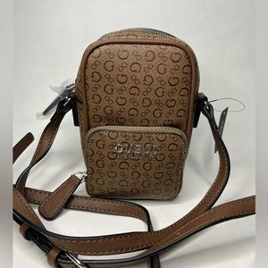 GUESS EL DORADO CAMERA CROSSBODY SHOULDER X-BODY BAG BROWN AUTHENTIC NWT